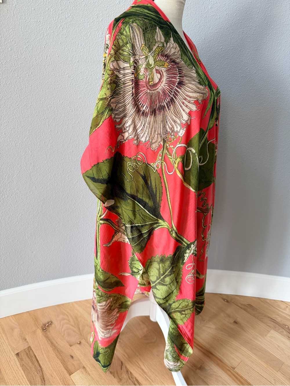 One Hundred Stars x KEW Gardens Passion Flower Coral Kimono Duster One Size GUC - Picture 8 of 15